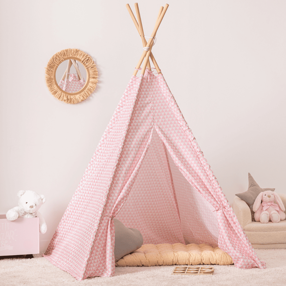 Casita tipi infantil rosa plegable - PETITDECO