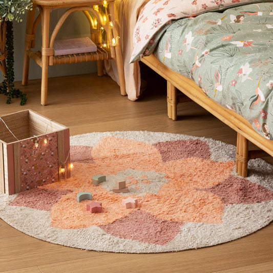 Alfombra redonda flor algodón tufted - PETITDECO
