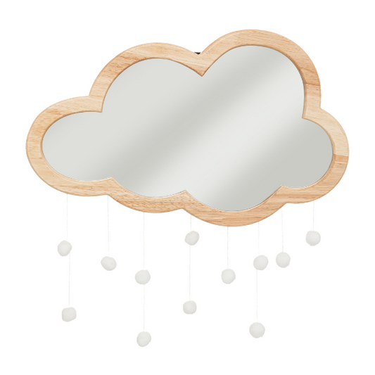 Espejo infantil de madera nube con pompones - PETITDECO