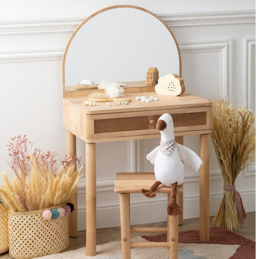 Tocador y taburete infantil madera de hevea - PETITDECO