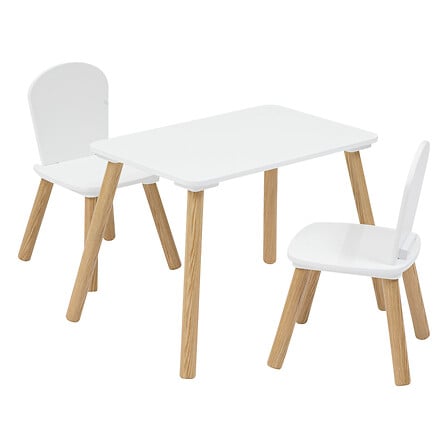 Set mesa con dos sillas infantiles madera natural - PETITDECO